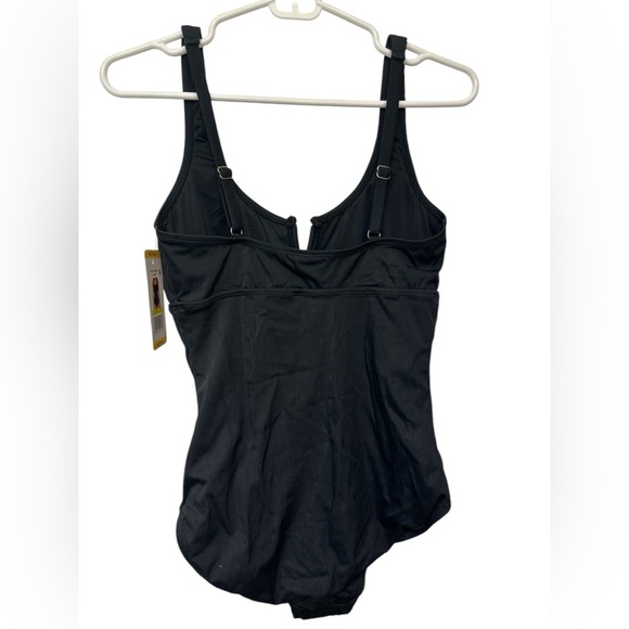 Anne Cole Ribbed Black One-Piece Swimsuit NWT - Picture 2 of 6
